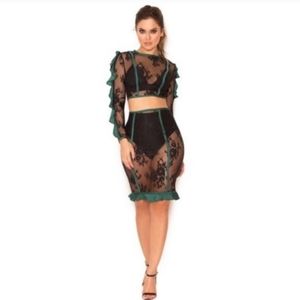 House of CB Martel Emerald & Black Skirt